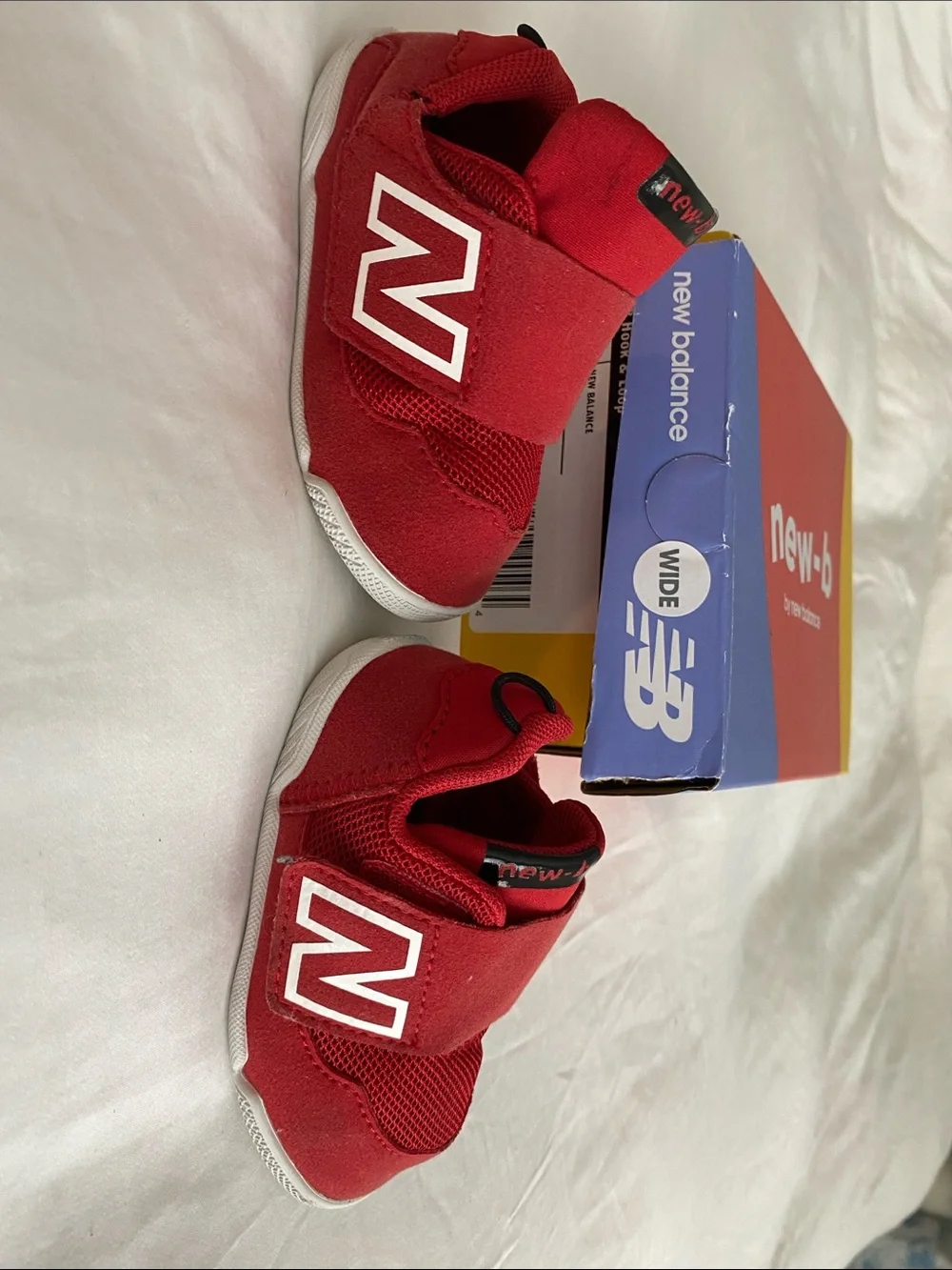 New Balance new-b Red Baby Sneakers with White Accents WIDE width